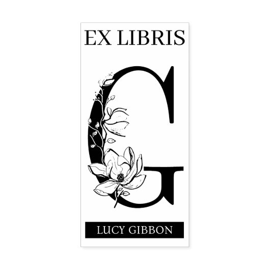 EX libris Book library Buchzeichen monogram G Gummistempel (Prägung)
