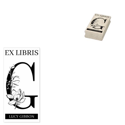 EX libris Book library Buchzeichen monogram G Gummistempel (Stempel)