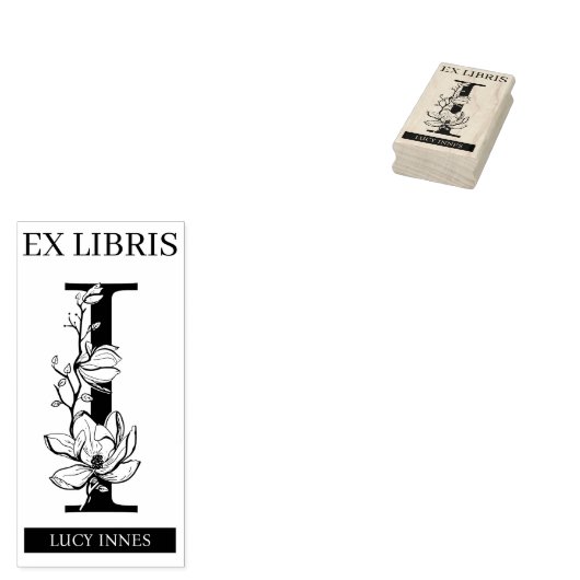 EX libris Book library Buchzeichen monogram I Gummistempel (Stempel)