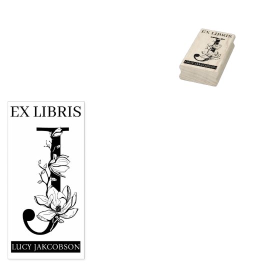 EX libris Book Library Buchzeichen monogram J Gummistempel (Stempel)