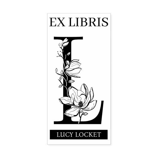 EX libris Book library Buchzeichen monogram L Gummistempel (Prägung)