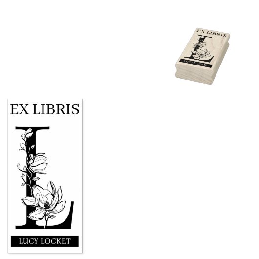 EX libris Book library Buchzeichen monogram L Gummistempel (Stempel)