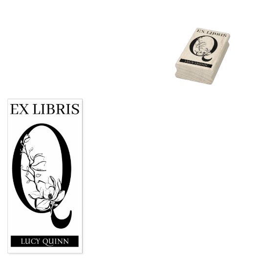 EX libris Book Library Buchzeichen monogram Q Gummistempel (Stempel)