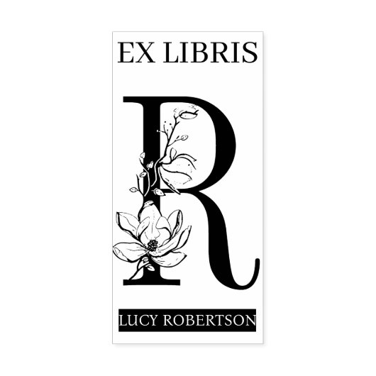 EX libris Book Library Buchzeichen monogram R Gummistempel (Prägung)