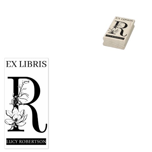 EX libris Book Library Buchzeichen monogram R Gummistempel (Stempel)
