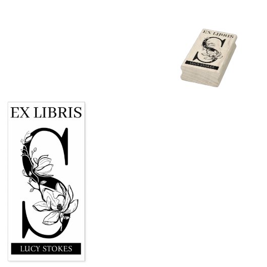 EX libris Book Library Buchzeichen Monogram S Gummistempel (Stempel)