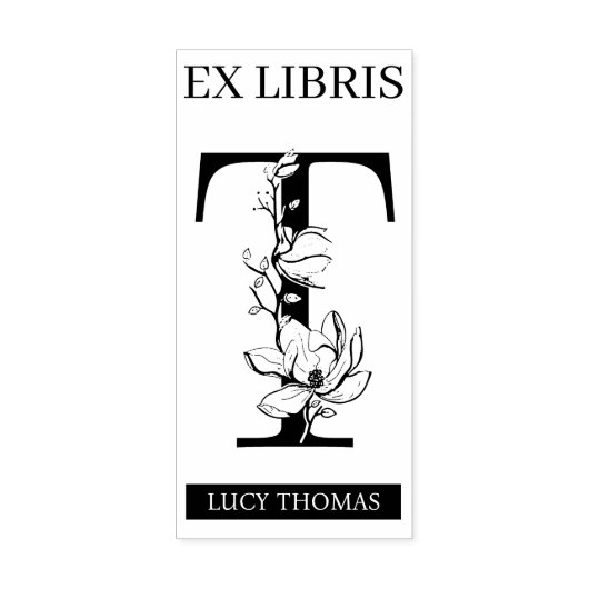 EX libris Book Library Buchzeichen Monogram T Gummistempel (Prägung)