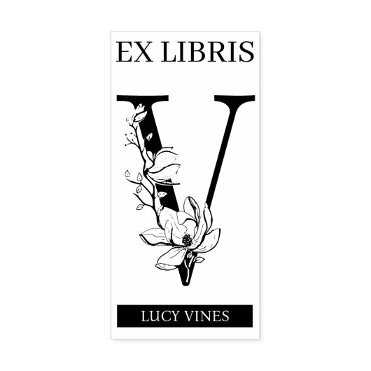 EX libris Book Library Buchzeichen monogram V Gummistempel (Prägung)