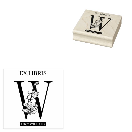 EX libris Book Library Buchzeichen monogram W Gummistempel (Stempel)