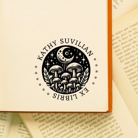 Ex libris Buchstempel mit Pilzen Gummistempel