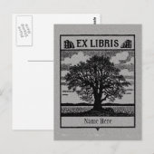 Ex Libris-Buchzeichen Baum auf dem Feld Postkarte (Vorne/Hinten)