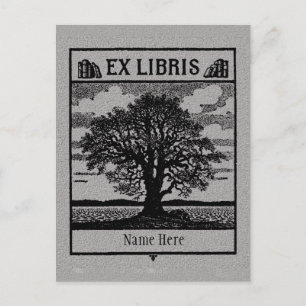 Ex Libris-Buchzeichen Baum auf dem Feld Postkarte