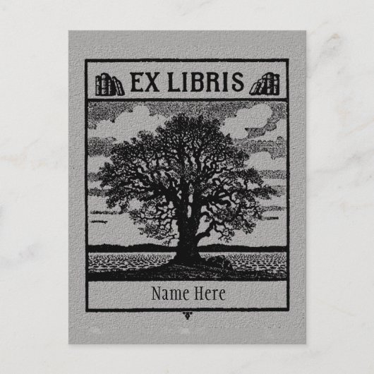 Ex Libris-Buchzeichen Baum auf dem Feld Postkarte (Vorderseite)