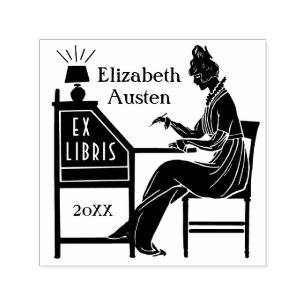 Ex Libris Buchzeichen Deko Lady Schreibtisch Custo Permastempel
