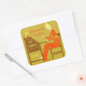 Ex Libris Buchzeichen Deko Lady Schreibtisch Custo Quadratischer Aufkleber (Umschlag)