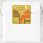 Ex Libris Buchzeichen Deko Lady Schreibtisch Custo Quadratischer Aufkleber (Tasche)