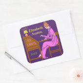 Ex Libris Buchzeichen Deko Lady Schreibtisch Custo Quadratischer Aufkleber (Umschlag)