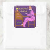 Ex Libris Buchzeichen Deko Lady Schreibtisch Custo Quadratischer Aufkleber (Tasche)