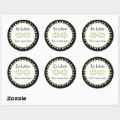 Ex Libris Buchzeichen - Leaf Green white Polka Dot Runder Aufkleber (Blatt)