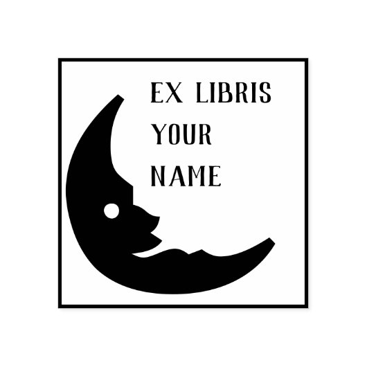 Ex Libris Buchzeichen Moon Gummistempel (Prägung)