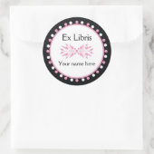Ex Libris Buchzeichen - Pink white Polka Dots Runder Aufkleber (Tasche)