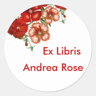 Ex Libris Buchzeichen Red Carnation Sticker