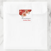 Ex Libris Buchzeichen, Rote Narbe Quadratischer Aufkleber (Tasche)