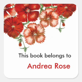 Ex Libris Buchzeichen, Rote Narbe Quadratischer Aufkleber