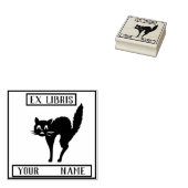 Ex Libris Buchzeichen - Schwarze Katze Gummistempel (Stempel)