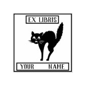 Ex Libris Buchzeichen - Schwarze Katze Gummistempel (Prägung)