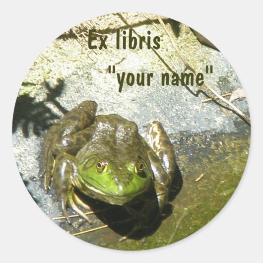Ex Libris Bullfrog Stickers zum Anpassen (Vorderseite)