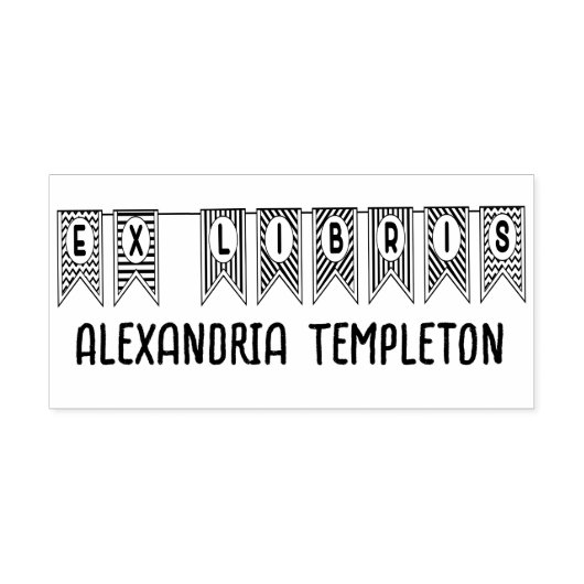Ex Libris Bunting Pennant Flag Library Name Permastempel (Design)