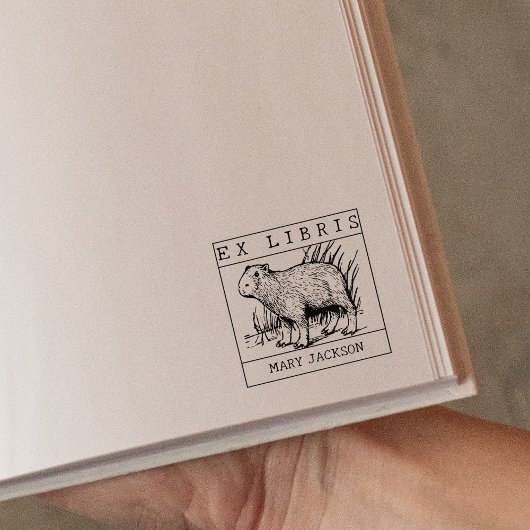 Ex Libris, Capybara Buch       Gummistempel