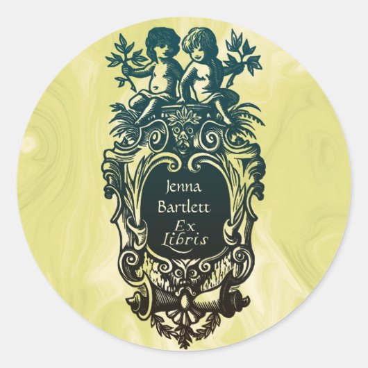Ex Libris Cartouche & Cherubs Sticker (Vorderseite)