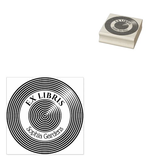 Ex Libris Concentric Circles v2 Rubber Briefmarke Gummistempel (Stempel)