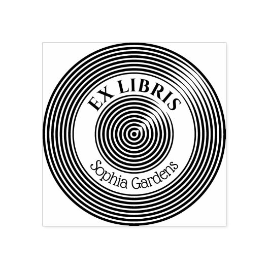Ex Libris Concentric Circles v2 Rubber Briefmarke Gummistempel (Prägung)