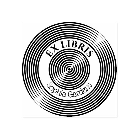 Ex Libris Concentric Circles v3 Gummistempel (Prägung)