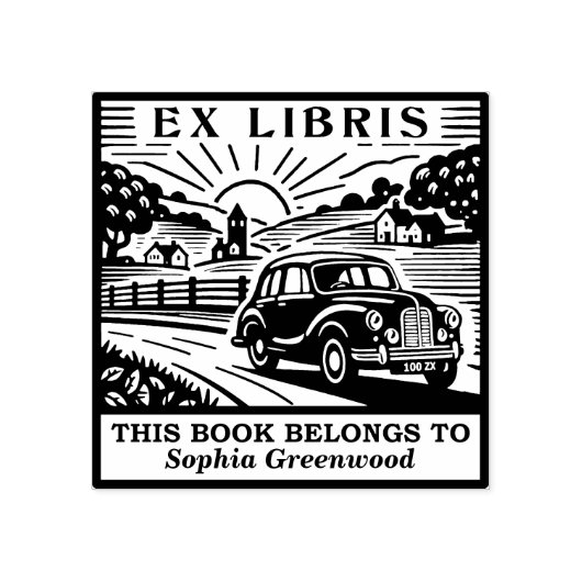Ex Libris - Country Drive Gummistempel (Prägung)