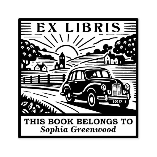 Ex Libris - Country Drive Gummistempel (Prägung)