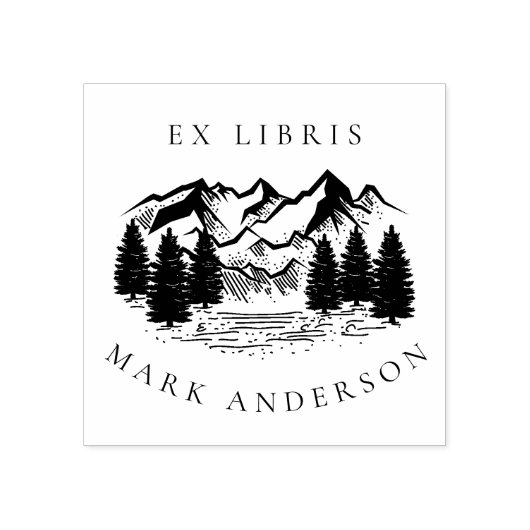 Ex Libris Country handgezeichnet Berg Individuelle Gummistempel (Prägung)