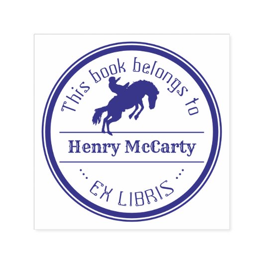 Ex Libris | Cowboy Rodeo Pferd Permastempel (Design)