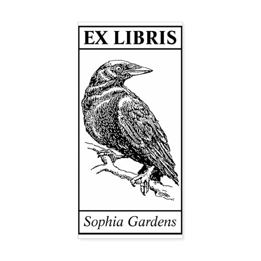 Ex Libris - Crow Gummistempel (Prägung)