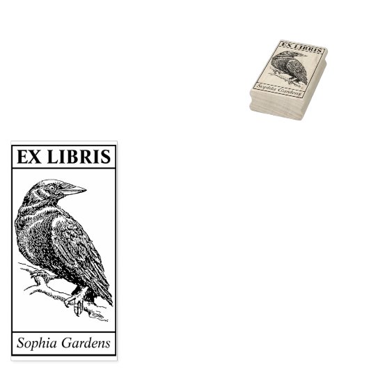 Ex Libris - Crow Gummistempel (Stempel)
