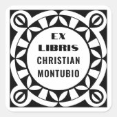 Ex Libris Custom Bookplate Labels - Geometric Quadratischer Aufkleber (Vorderseite)