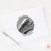 Ex Libris - Dampfzug auf einer Brücke Runder Aufkleber (Umschlag)