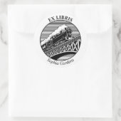 Ex Libris - Dampfzug auf einer Brücke Runder Aufkleber (Tasche)