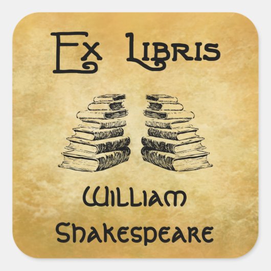 Ex Libris Deko Letters Books Custom Buchzeichen Quadratischer Aufkleber (Vorderseite)