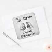 Ex Libris Deko Letters Books Imitats Leinwand Buch Quadratischer Aufkleber (Umschlag)