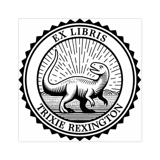 Ex Libris - Dinosaurier Gummistempel (Prägung)
