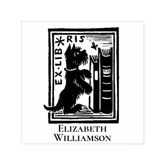 Ex Libris Dog Buchzeichen Book Return Permastempel (Design)
